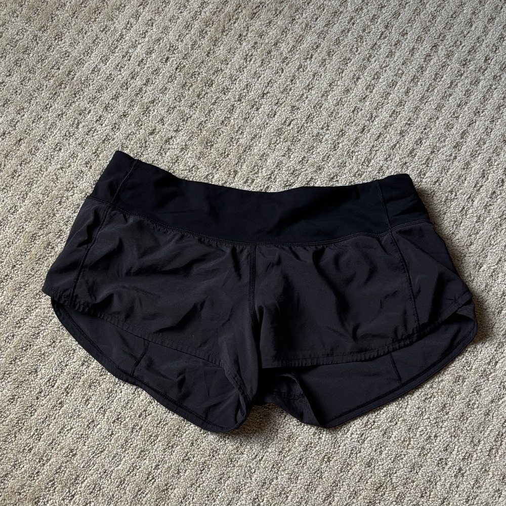 lululemon athletica Black Running Shorts with Overlap Hem
